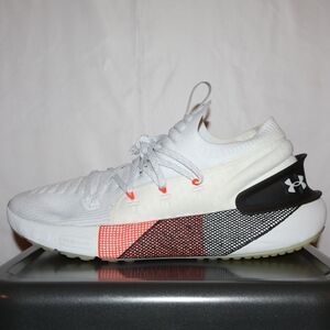 Under Armour White and Black Athletic Shoes with Red Accents